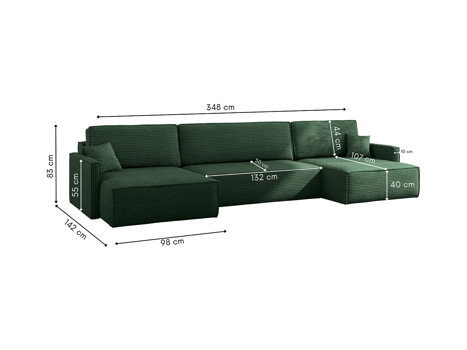 Ecksofa Carlos Mit Schlaffunktion und Bettkasten Elegante Stoff Poso Grün