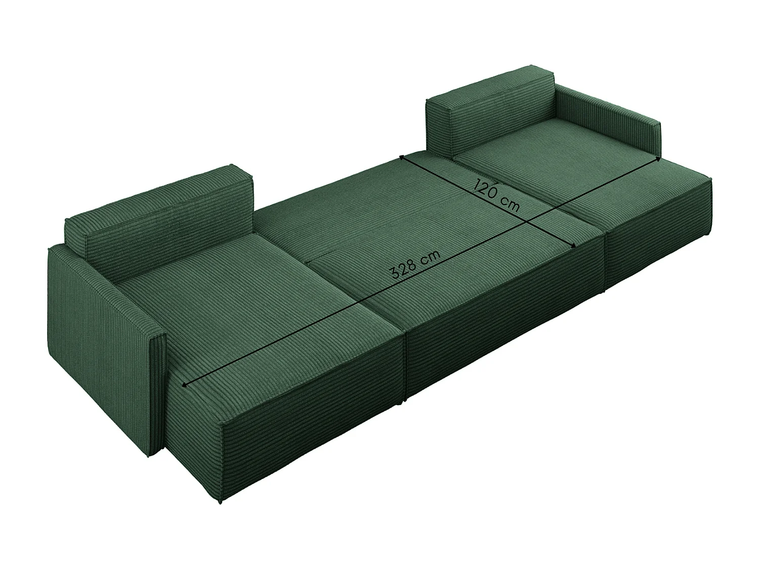 Canapé d'angle Carlos avec fonction couchage et coffre de lit Tissu élégant Poso Green