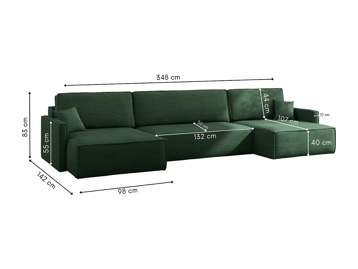Ecksofa Carlos Mit Schlaffunktion und Bettkasten Elegante Stoff Poso Grün