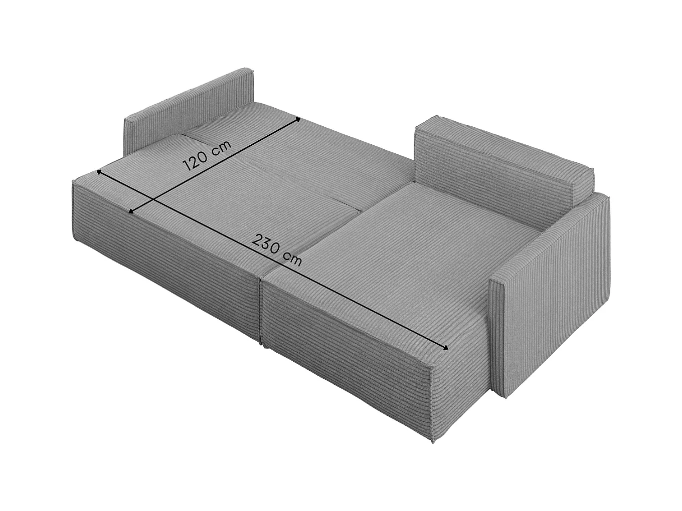 Schlafsofa Carlos, Ecksofa L-Form mit schlaffunktion und bettkasten Stoff Poso Silber Rechts