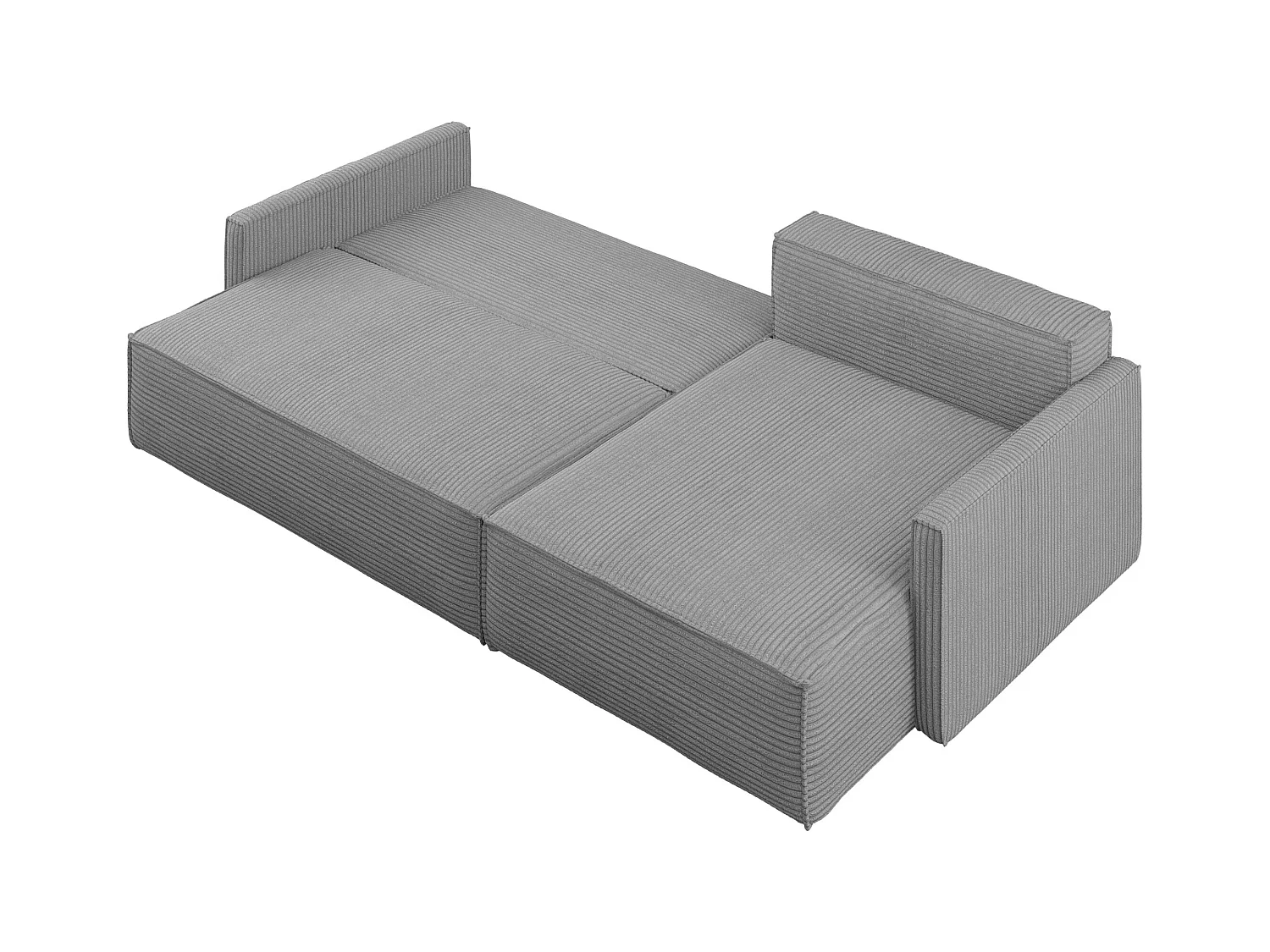 Schlafsofa Carlos, Ecksofa L-Form mit schlaffunktion und bettkasten Stoff Poso Silber Rechts