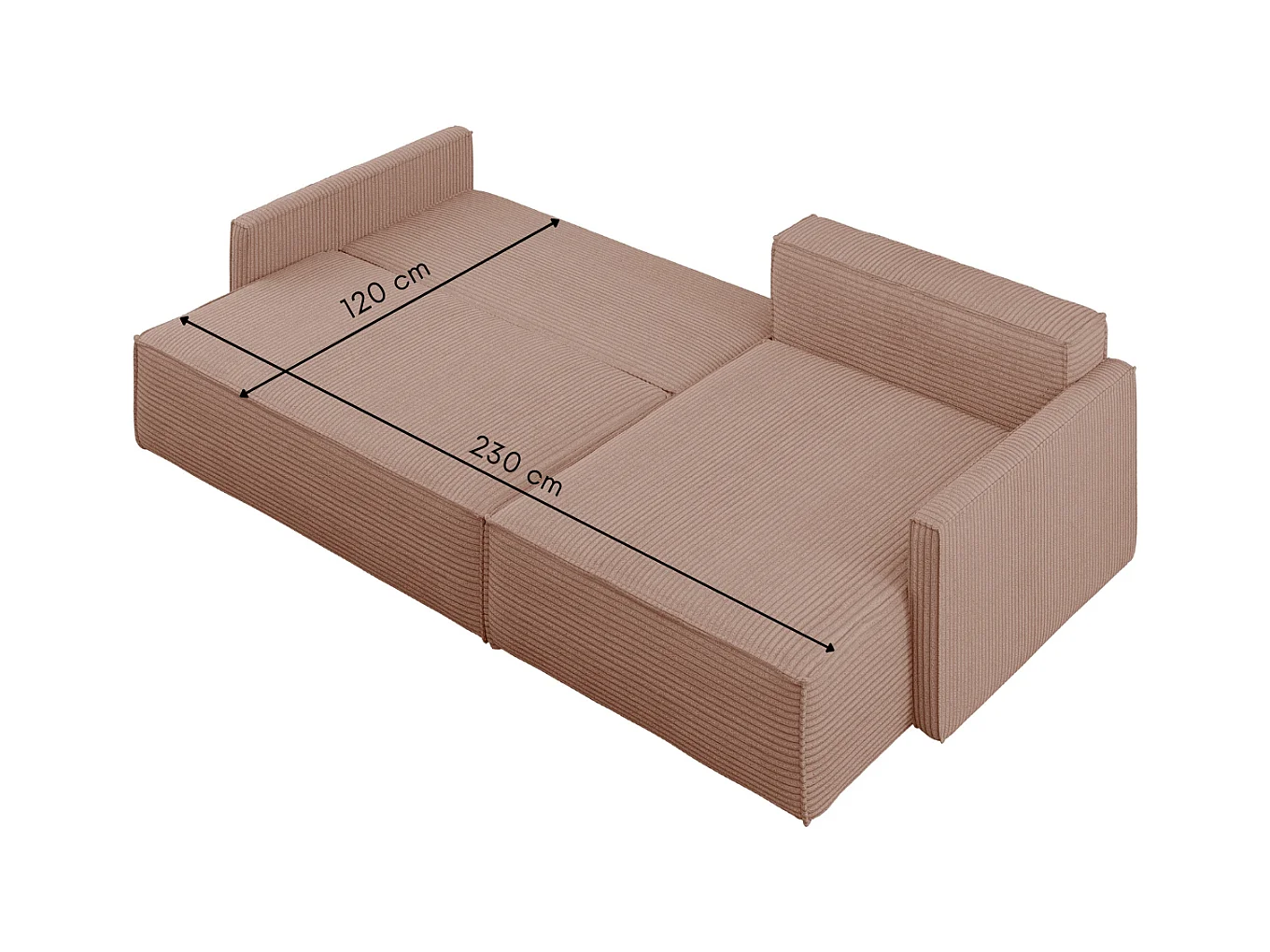 Canapé-lit Carlos, canapé d'angle en L avec fonction couchage et coffre de lit, tissu Poso Rosa, droite