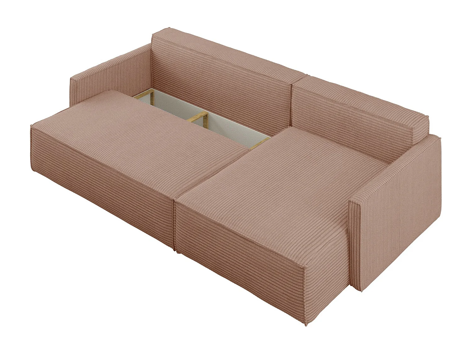 Canapé-lit Carlos, canapé d'angle en L avec fonction couchage et coffre de lit, tissu Poso Rosa, droite