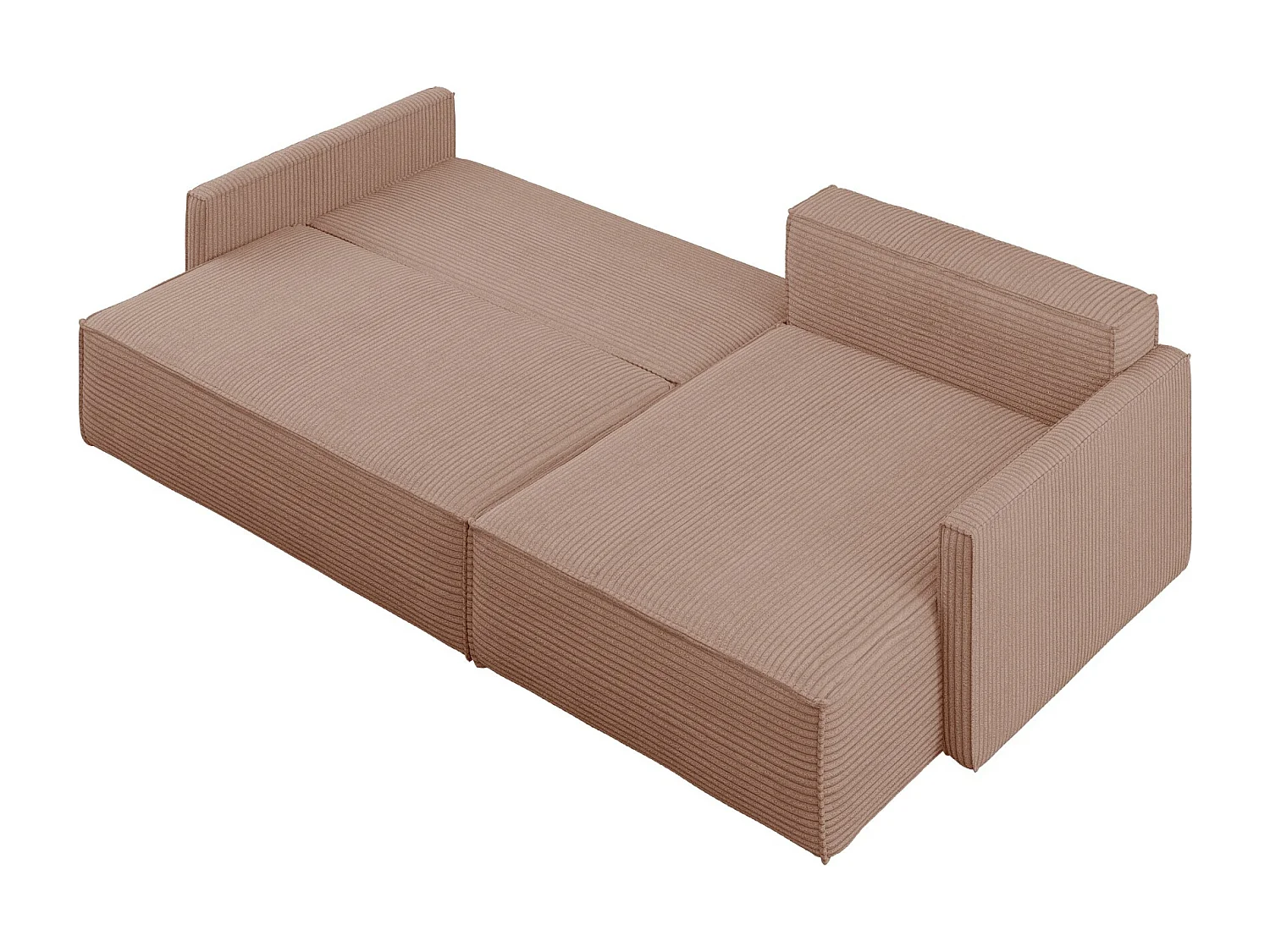 Canapé-lit Carlos, canapé d'angle en L avec fonction couchage et coffre de lit, tissu Poso Rosa, droite