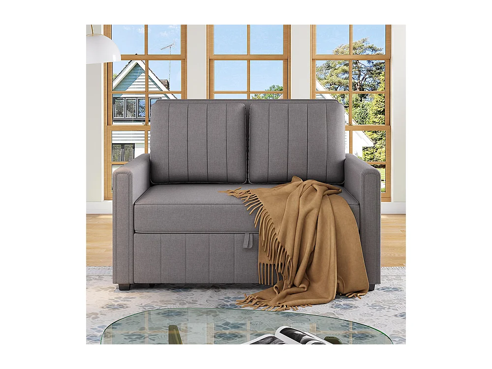 Multifunctionele opklapbare slaapbank met slaapfunctie en groot rugkussen voor kleine ruimtes en studentenwoningen antigrijs