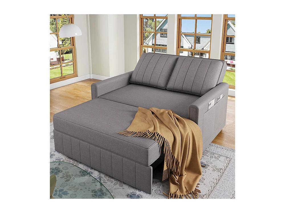 Multifunctionele opklapbare slaapbank met slaapfunctie en groot rugkussen voor kleine ruimtes en studentenwoningen antigrijs