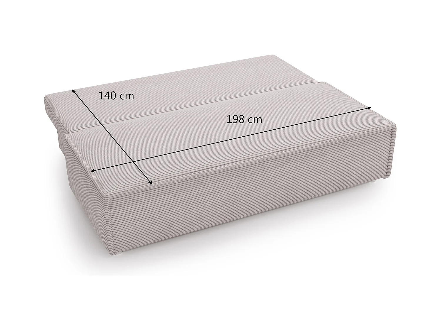 Canapé avec fonction couchage et coffre de lit, canapé-lit DUO Poso tissu - plusieurs coloris Gris clair