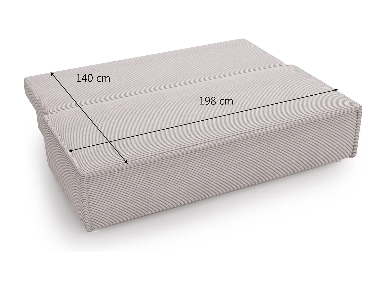 Bank met slaapfunctie en bedkast, slaapbank DUO Poso stof - vele kleuren Lichtgrijs