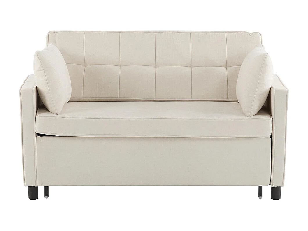 Canapé convertible deux places avec dossier réglable tissu chenille mousse haute densité canapé de salon fonction lit beige