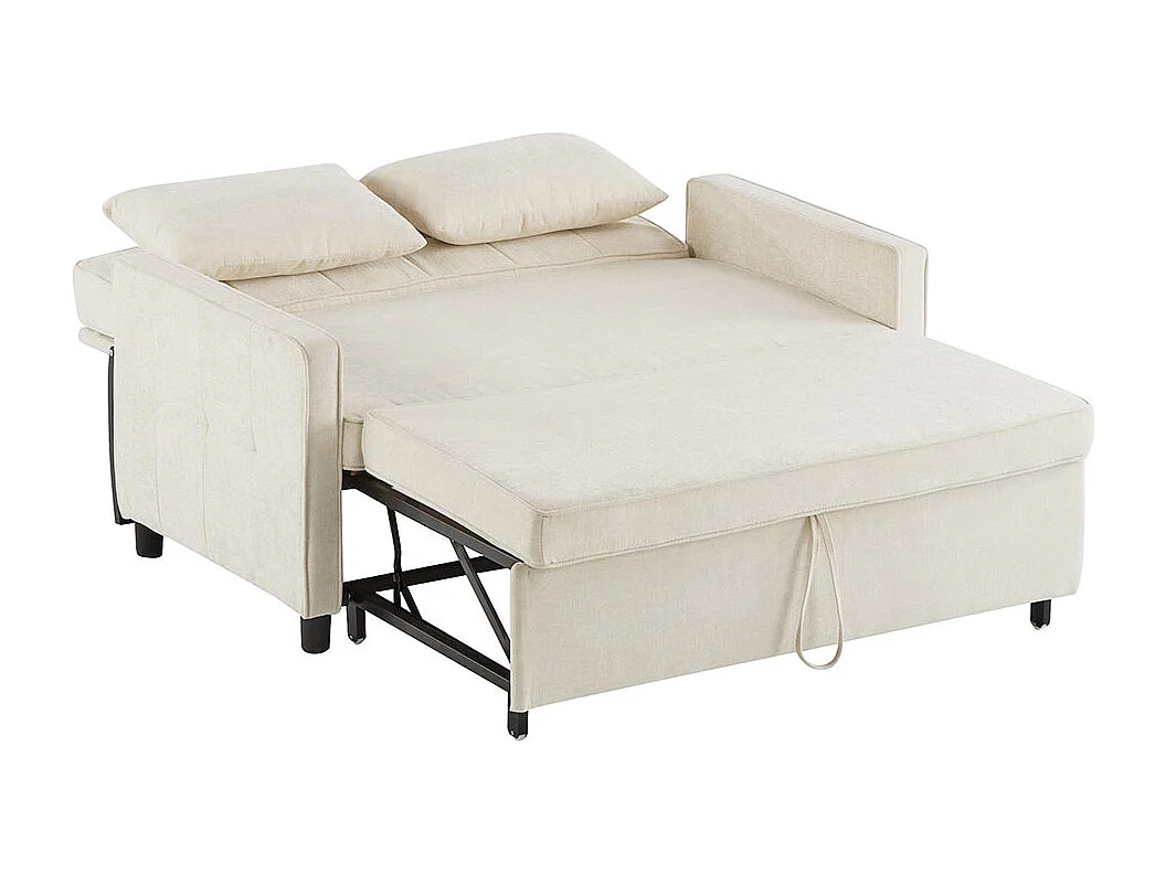 Canapé convertible deux places avec dossier réglable tissu chenille mousse haute densité canapé de salon fonction lit beige