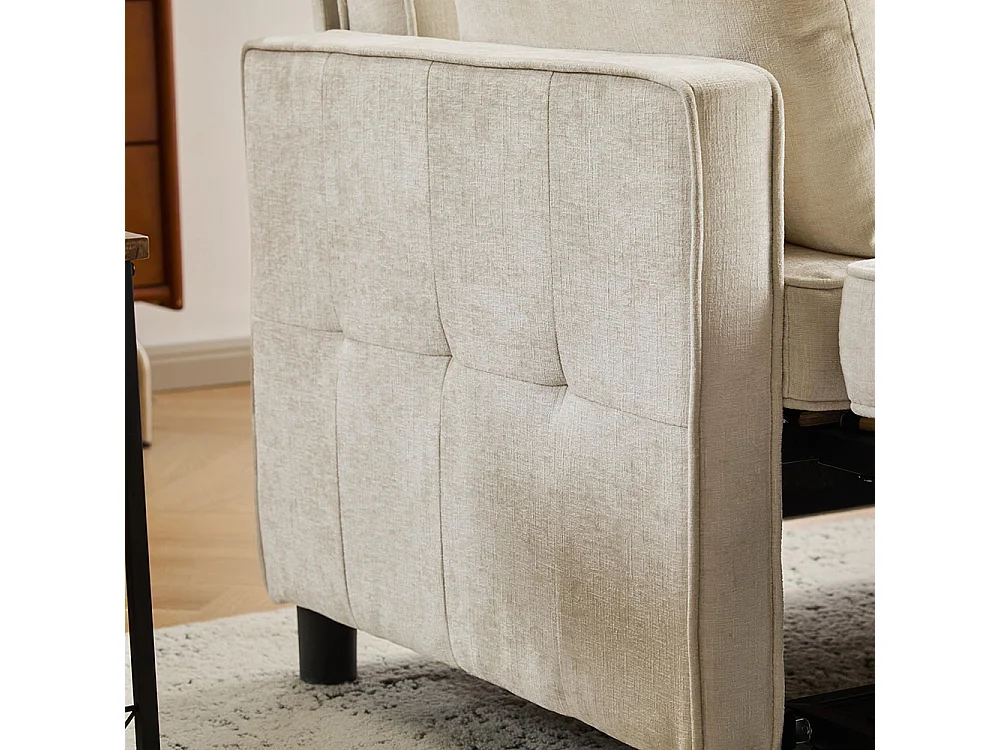 Canapé convertible deux places avec dossier réglable tissu chenille mousse haute densité canapé de salon fonction lit beige