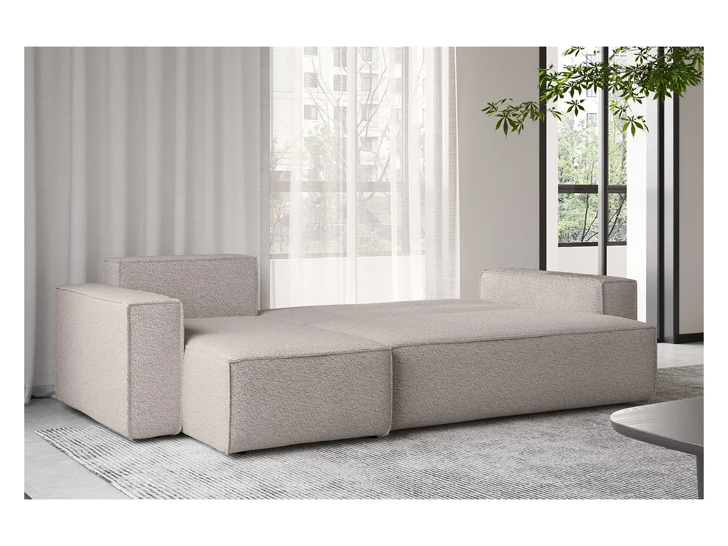 Ecksofa mit schlaffunktion und bettkasten, Ecksofa L-Form, Eckcouch L-Form BEST stoff Abriamo Dunkelbeige Links
