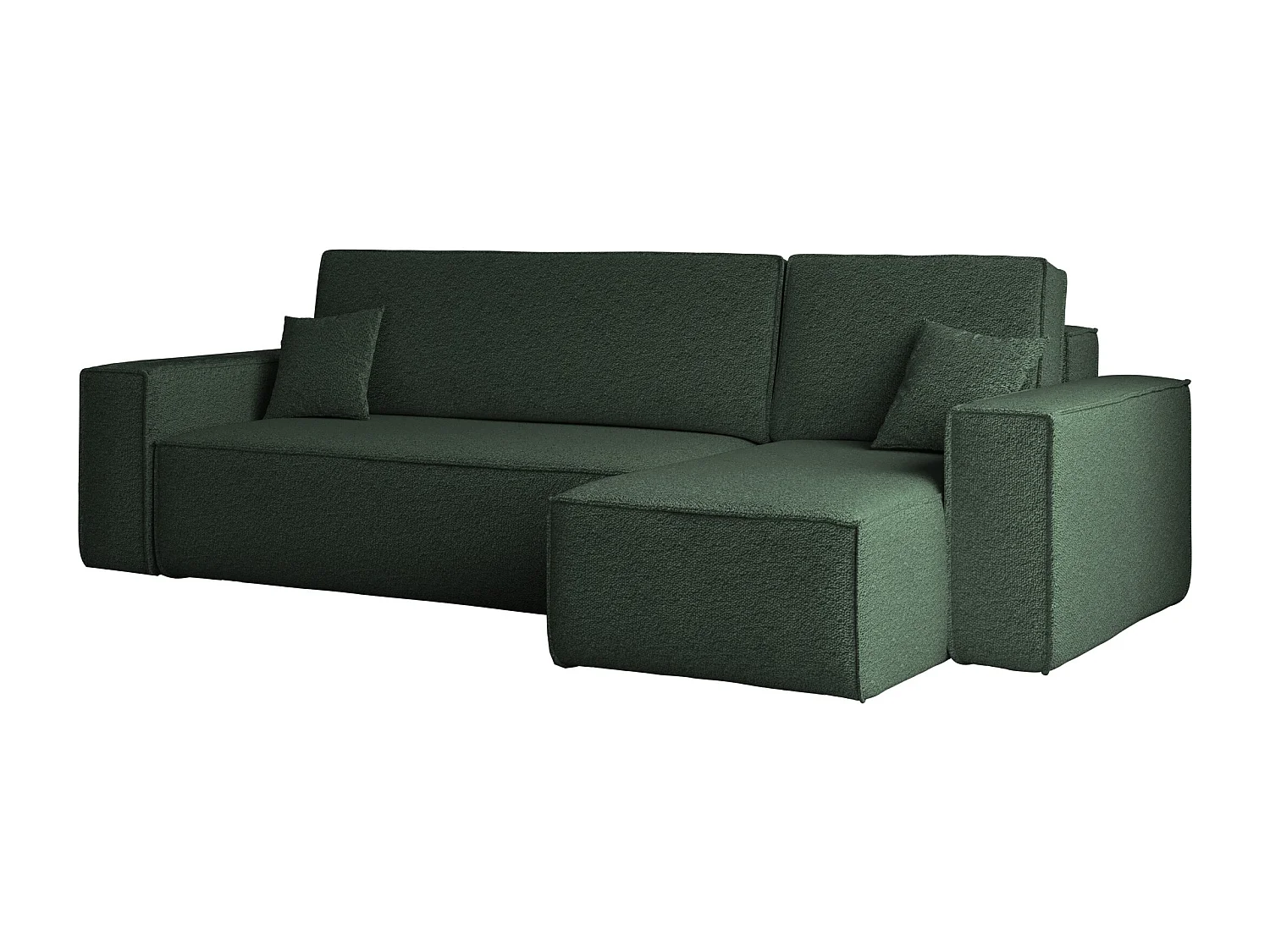 Ecksofa mit schlaffunktion und bettkasten, Ecksofa L-Form, Eckcouch L-Form BEST stoff Abriamo Dunkelgrün Rechts