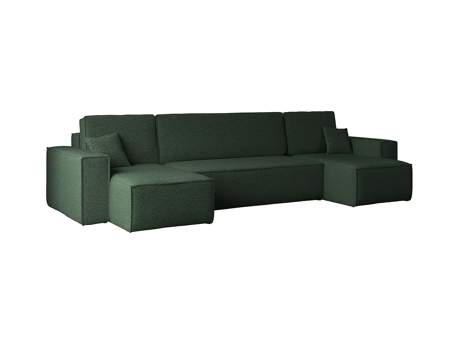 Ecksofa mit schlaffunktion und bettkasten, Sofa U-form, Couch U-form BEST stoff Abriamo Dunkelgrün