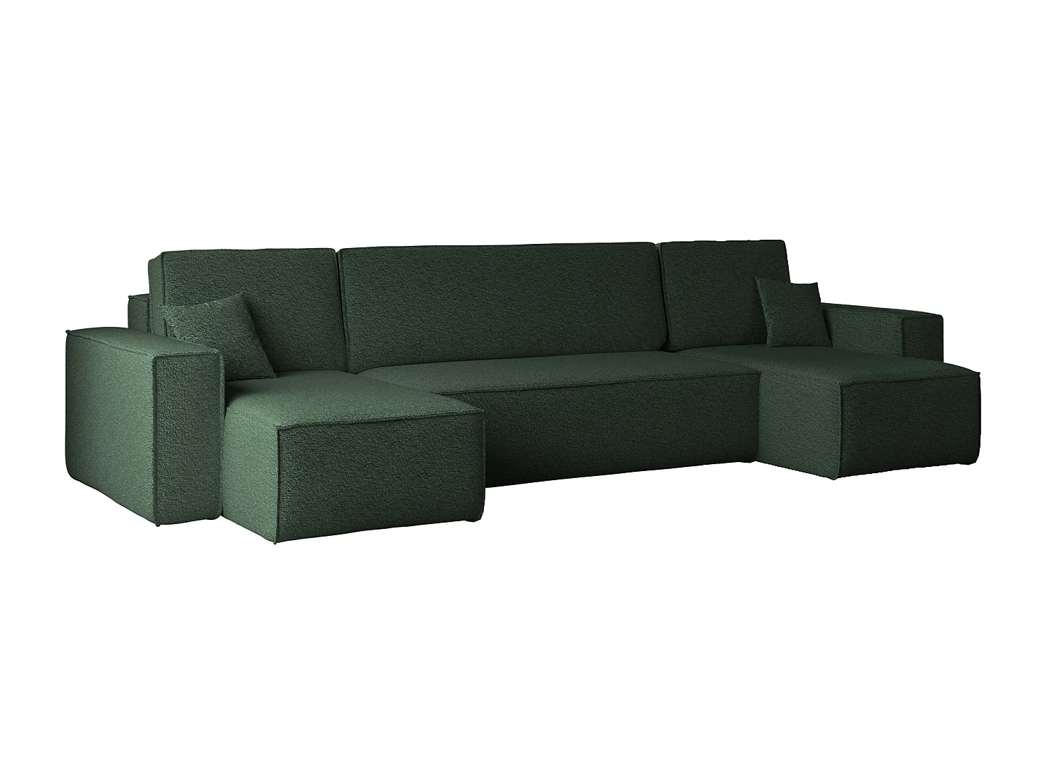 Ecksofa mit schlaffunktion und bettkasten, Sofa U-form, Couch U-form BEST stoff Abriamo Dunkelgrün