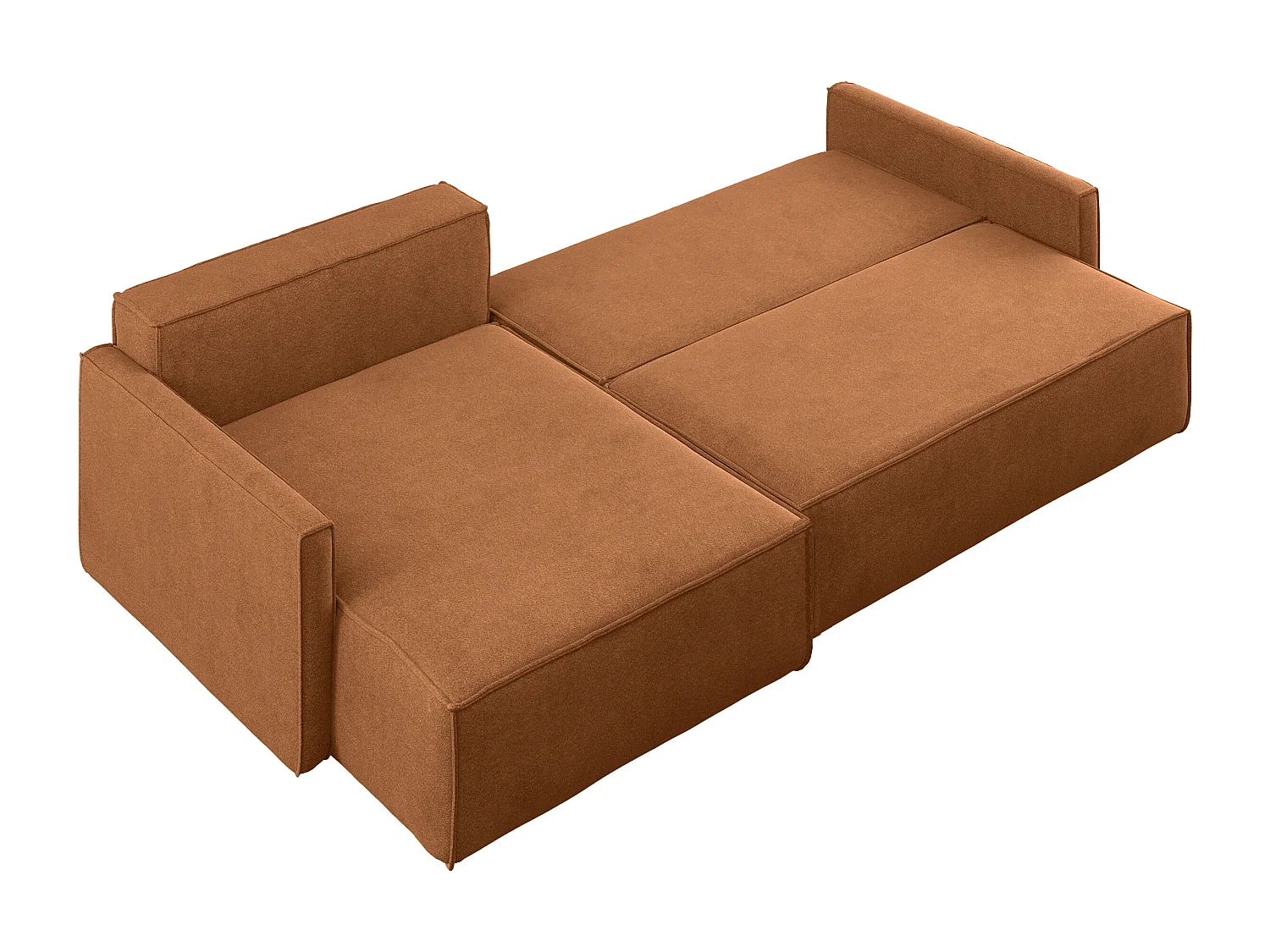 Canapé-lit en L Carlos, canapé d'angle avec coffre de lit et fonction couchage, tissu Salvador, marron gauche