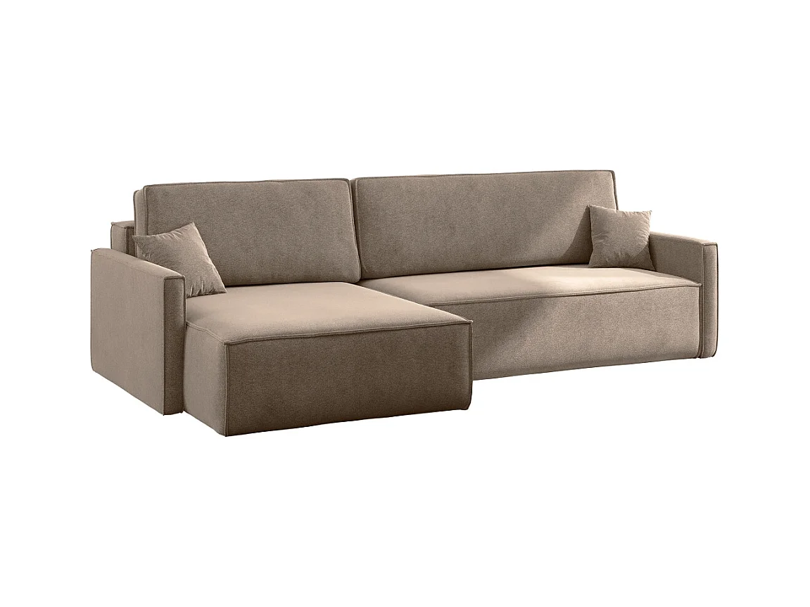 Schlafsofa Carlos L-Form, Ecksofa Mit Bettkasten Und Schlaffunktion Stoff Salvador Rechts Dunkelbeige