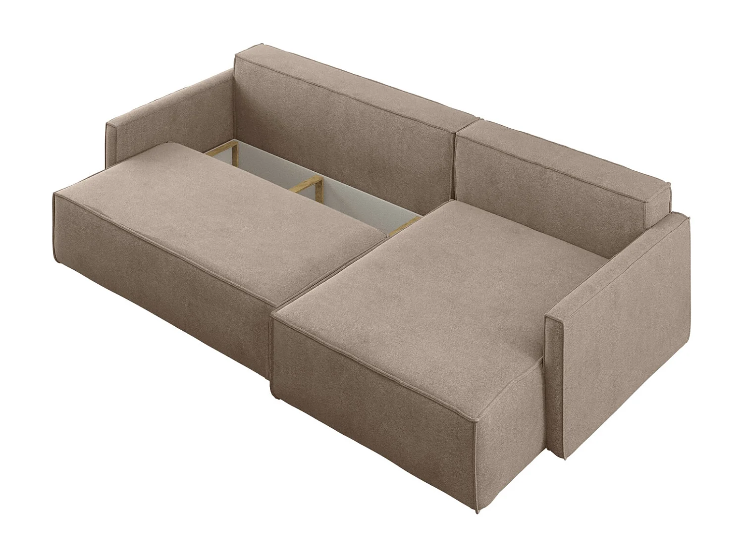 Schlafsofa Carlos L-Form, Ecksofa Mit Bettkasten Und Schlaffunktion Stoff Salvador Rechts Dunkelbeige