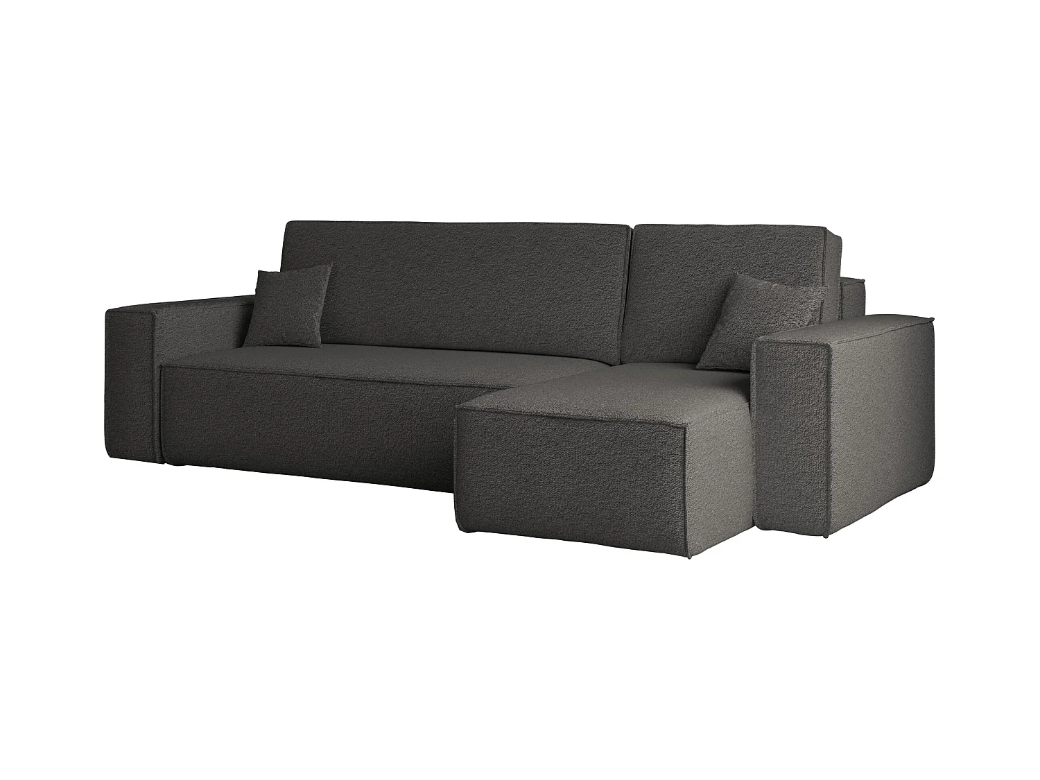 Ecksofa mit schlaffunktion und bettkasten, Ecksofa L-Form, Eckcouch L-Form BEST stoff Abriamo Graphit Rechts