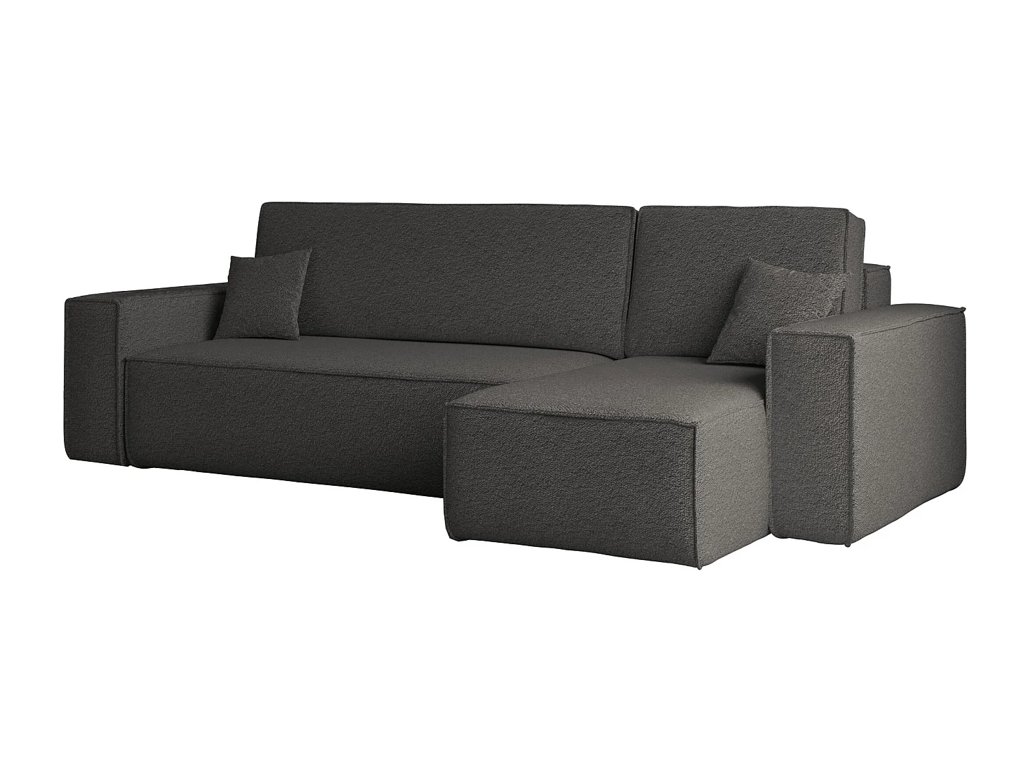 Ecksofa mit schlaffunktion und bettkasten, Ecksofa L-Form, Eckcouch L-Form BEST stoff Abriamo Graphit Rechts