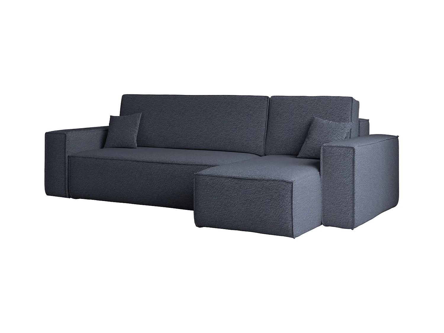 Ecksofa mit schlaffunktion und bettkasten, Ecksofa L-Form, Eckcouch L-Form BEST stoff Abriamo Dunkelblau Rechts