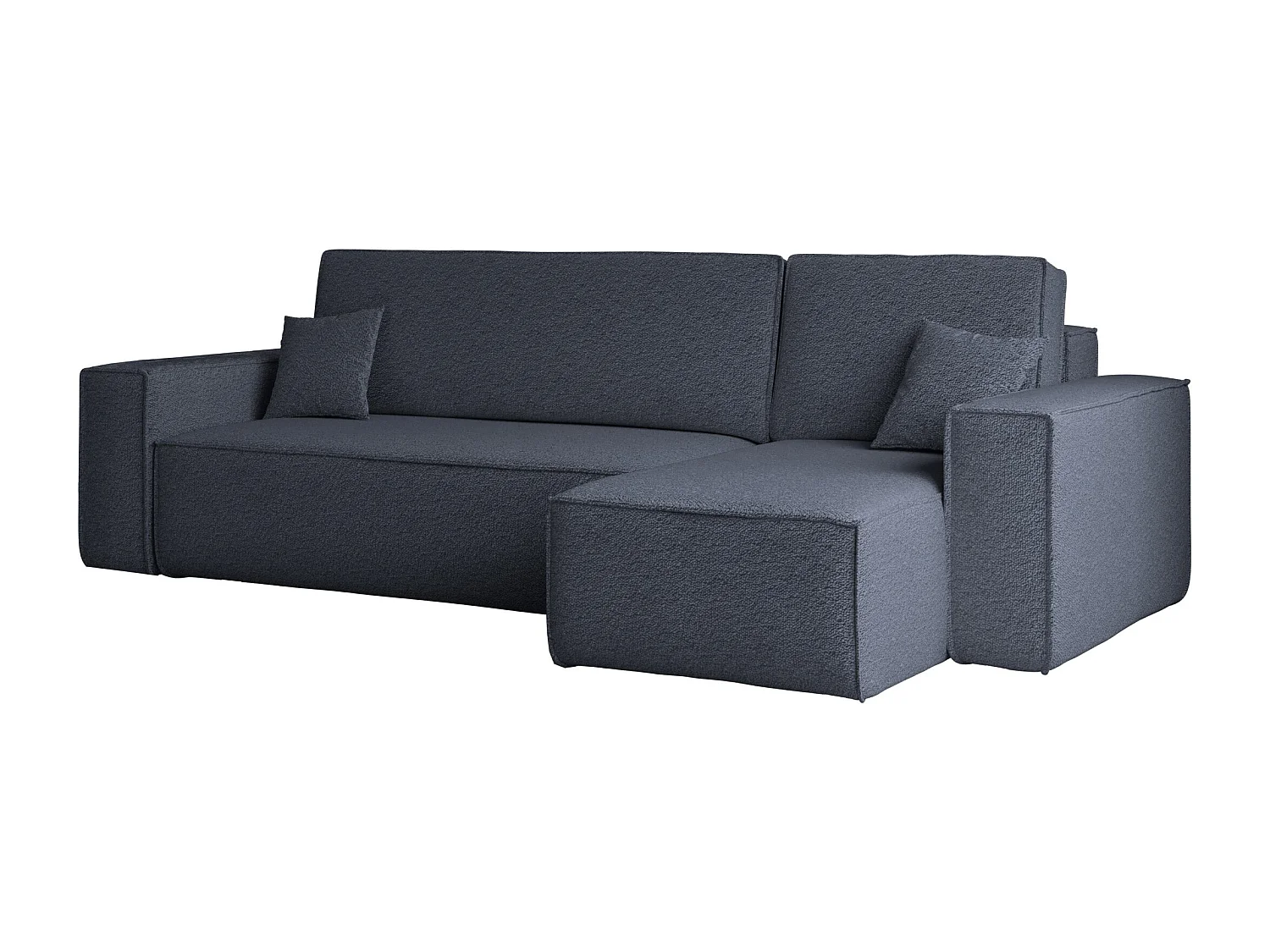 Ecksofa mit schlaffunktion und bettkasten, Ecksofa L-Form, Eckcouch L-Form BEST stoff Abriamo Dunkelblau Rechts