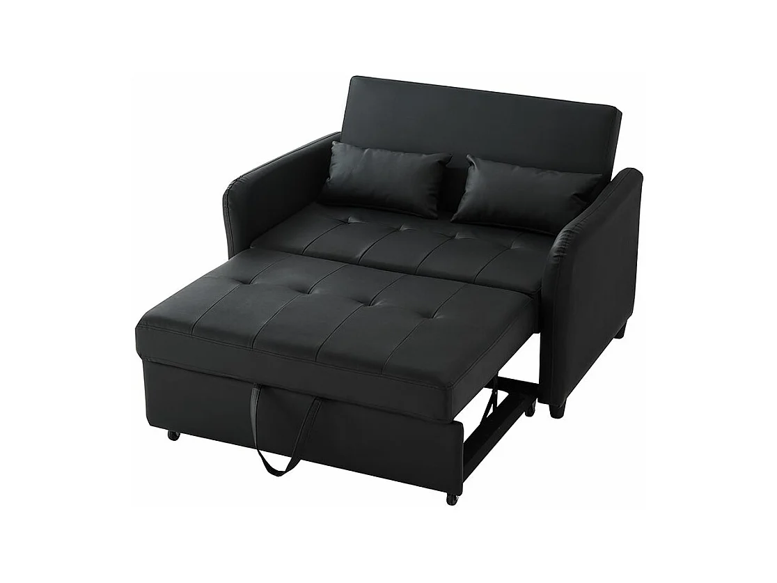 Multifunctionele tweepersoons slaapbank uitschuifbaar rugleuning in 3 standen verstelbaar waterafstotend PU-materiaal om te vormen tot bed antiek zwart