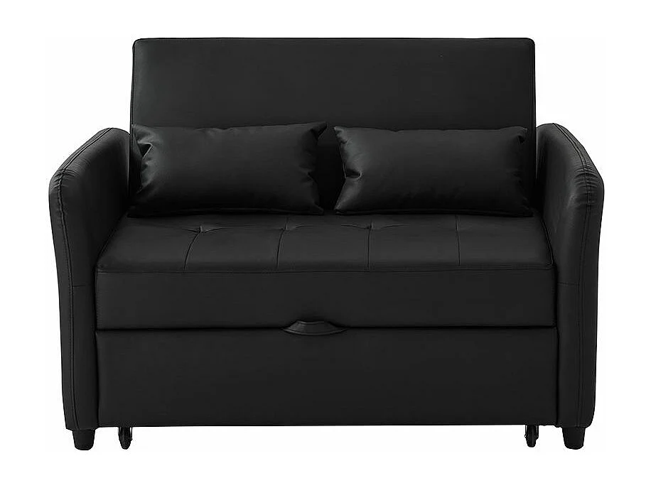 Canapé convertible multifonction deux places extensible dossier réglable 3 positions matière PU hydrofuge transformable en lit Noir antique