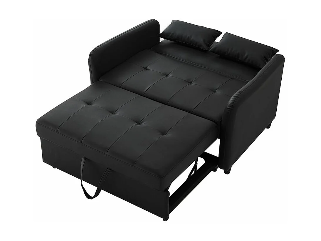 Canapé convertible multifonction deux places extensible dossier réglable 3 positions matière PU hydrofuge transformable en lit Noir antique