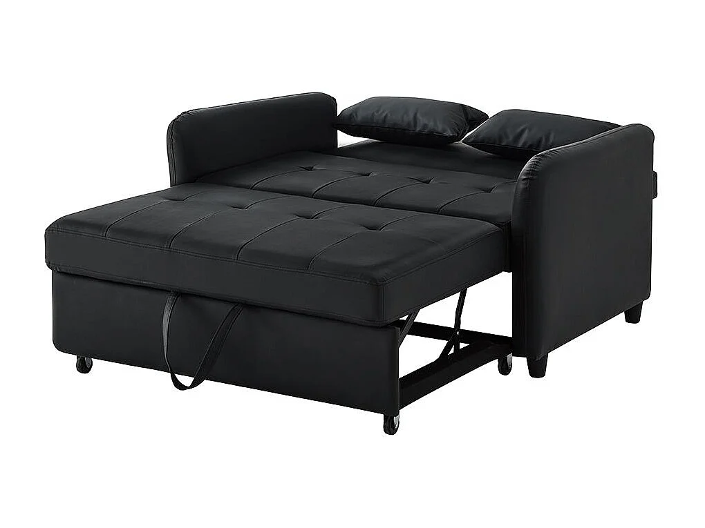 Canapé convertible multifonction deux places extensible dossier réglable 3 positions matière PU hydrofuge transformable en lit Noir antique