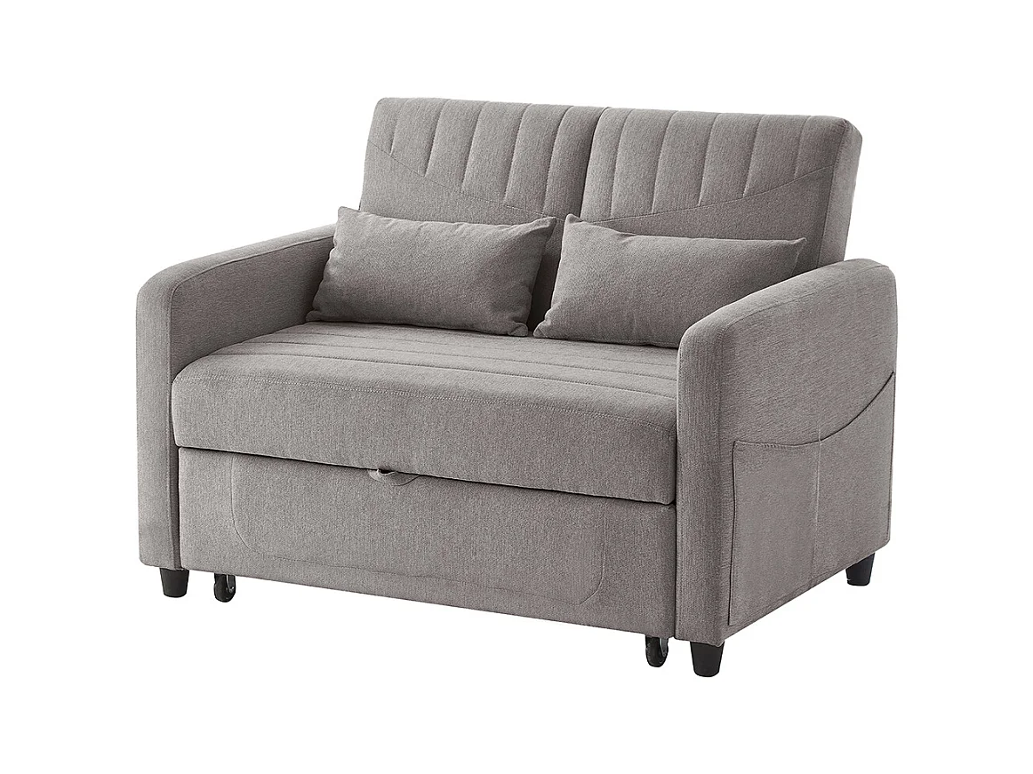 Moderne uitschuifbare tweezitsbank verstelbare rugleuning in 3 standen ademende katoen- en linnenstof grijs