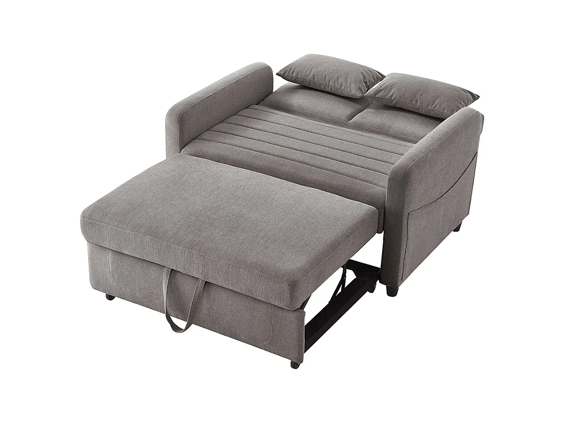 Moderne uitschuifbare tweezitsbank verstelbare rugleuning in 3 standen ademende katoen- en linnenstof grijs