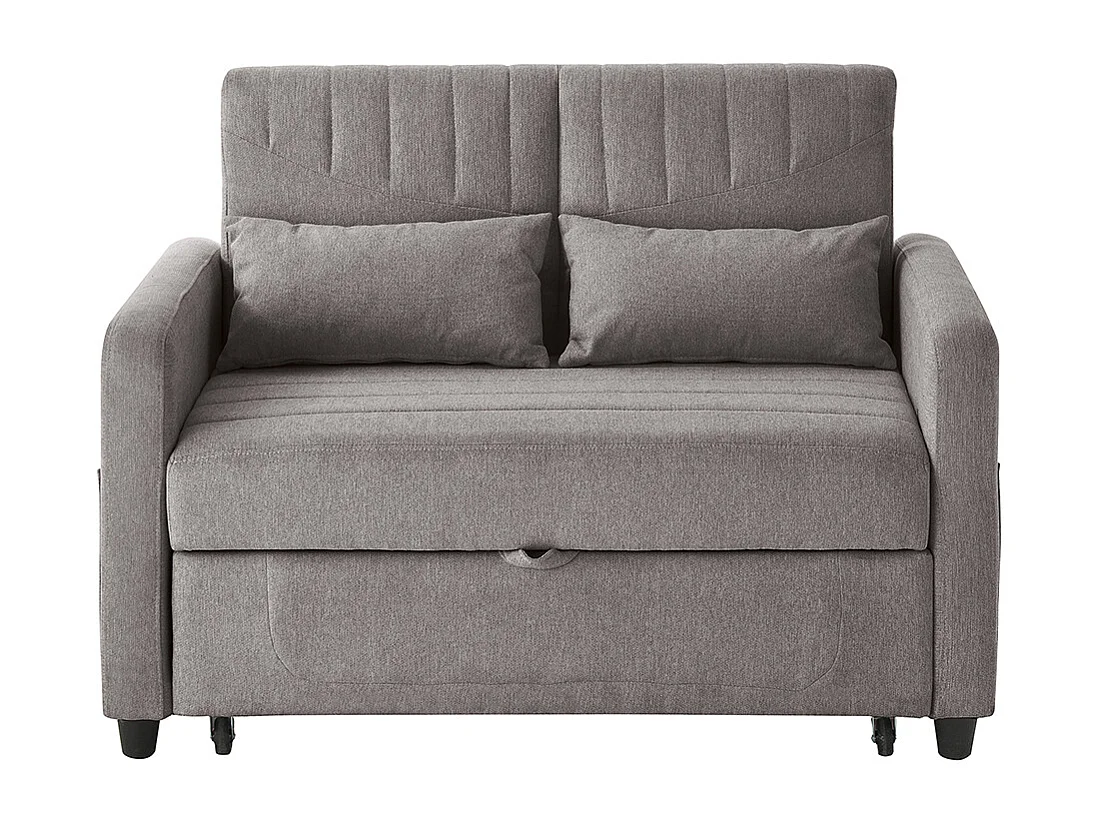 Canapé convertible deux places design extensible style moderne dossier réglable 3 positions tissu coton et lin respirant gris