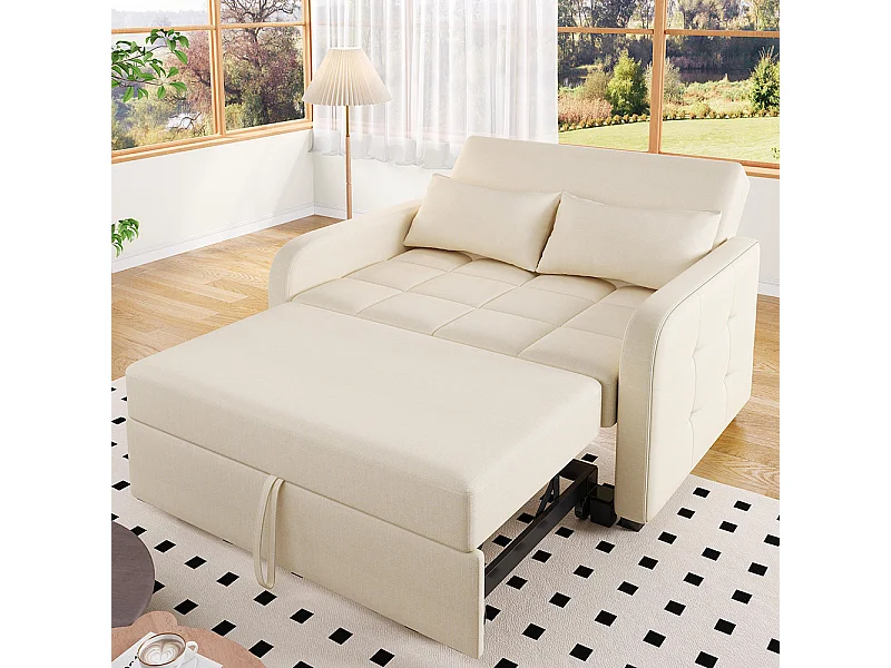 Canapé convertible confortable pliant multifonctionnel dossier réglable idéal petits appartements et résidences beige