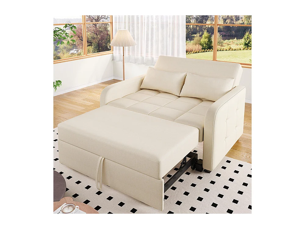 Canapé convertible confortable pliant multifonctionnel dossier réglable idéal petits appartements et résidences beige