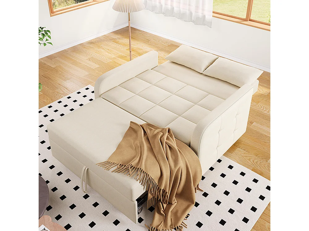 Canapé convertible confortable pliant multifonctionnel dossier réglable idéal petits appartements et résidences beige