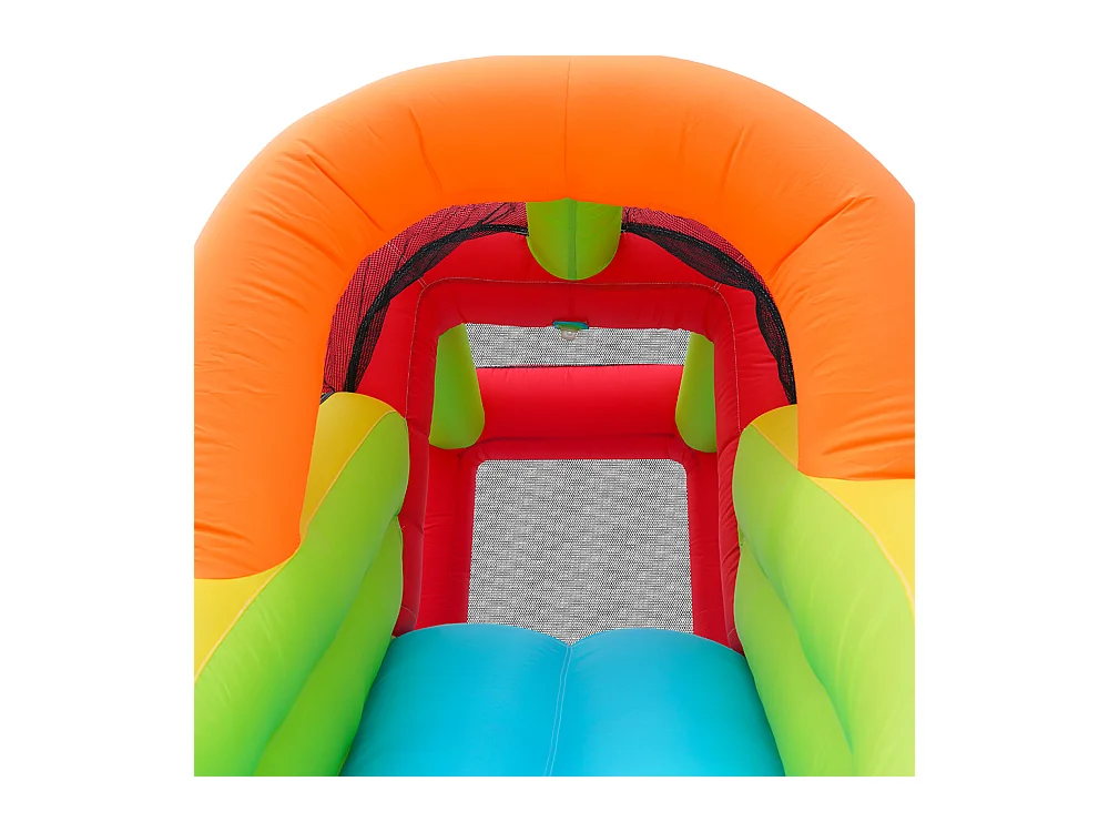 Château gonflable parc aquatique enfants toboggan trampoline mur lancer escalade panier basket soufflerie 450W bleu