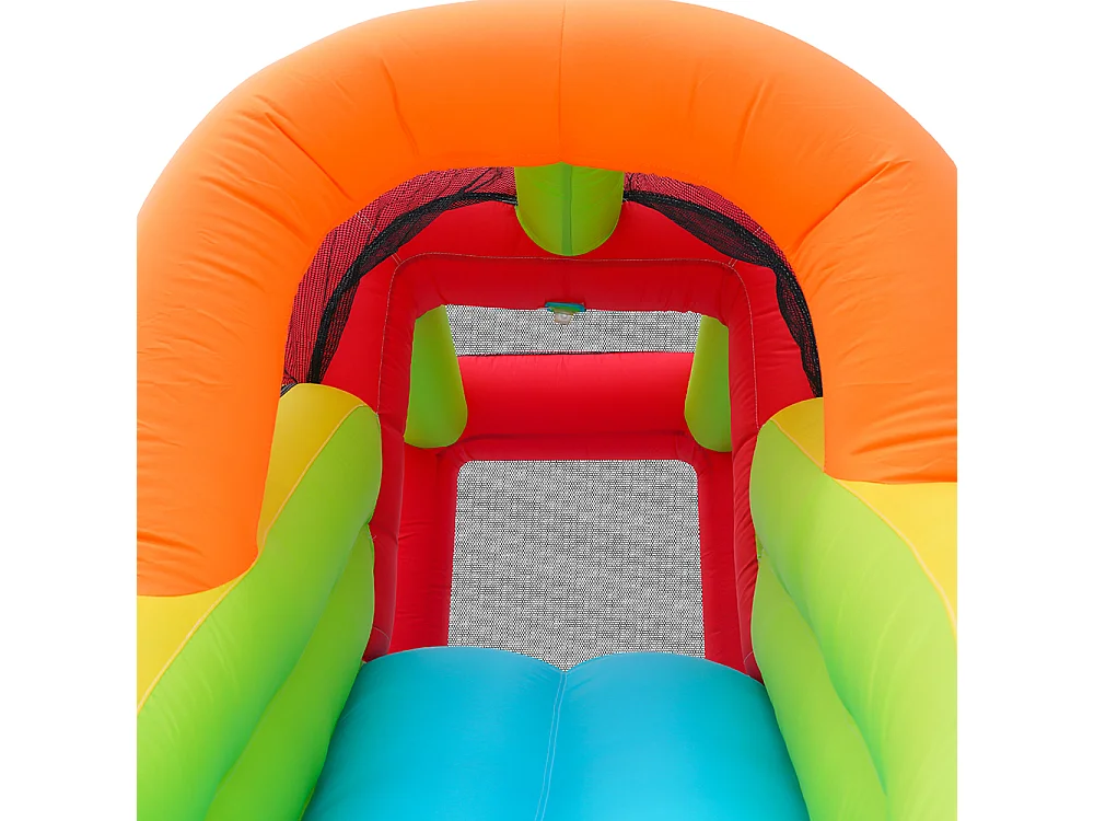 Château gonflable parc aquatique enfants toboggan trampoline mur lancer escalade panier basket soufflerie 450W bleu