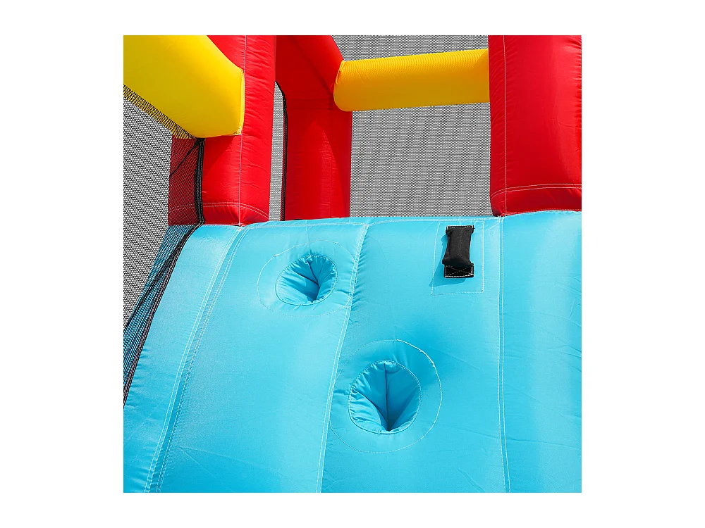 Château gonflable aquatique toboggan trampoline panier basket pistolets eau double piscine usage sec humide orange