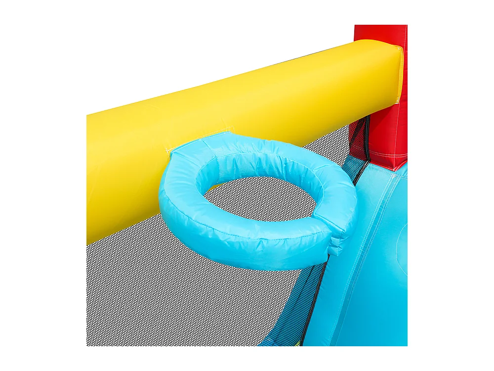 Château gonflable aquatique toboggan trampoline panier basket pistolets eau double piscine usage sec humide orange