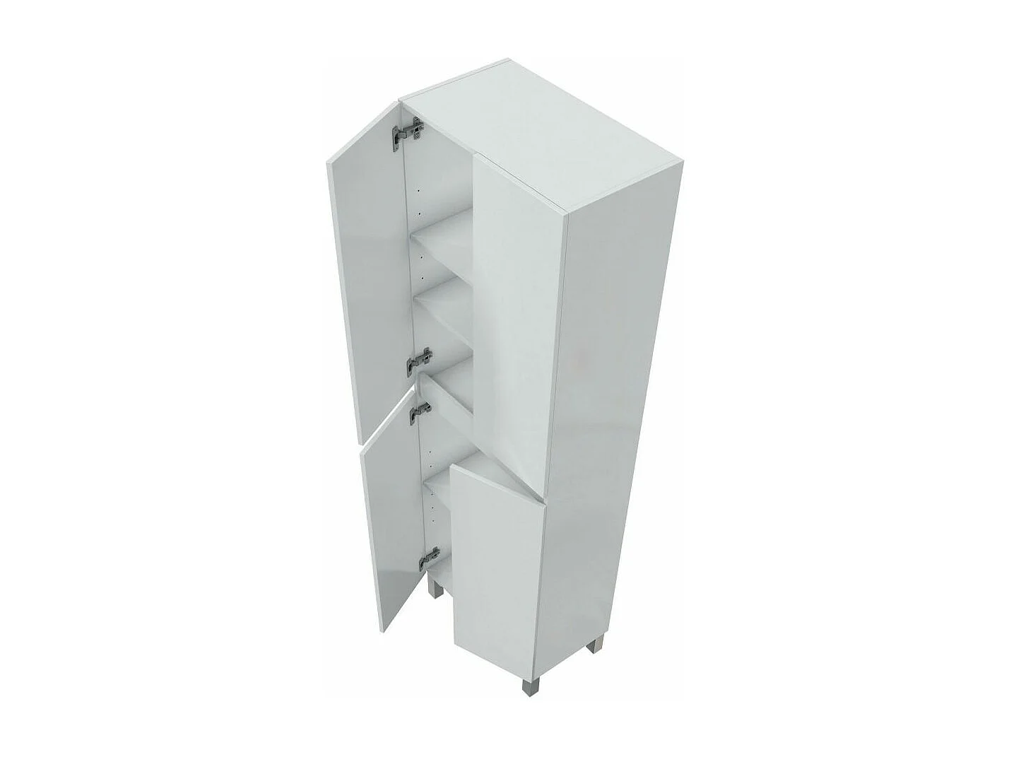 Colonne de salle de bain DESTAL double - 4 portes - Blanc brillant - 60 x 35 x 182 cm