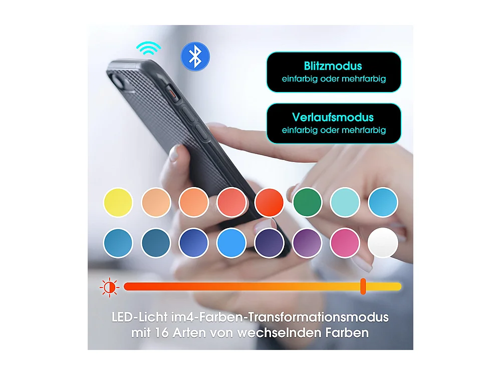 Meuble TV surface brillante longueur 180 cm avec éclairage LED 16 couleurs fixation murale blanc et noir