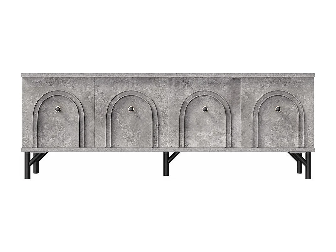 Meuble TV moderne 4 portes design élégant avec charnières à fermeture douce gris