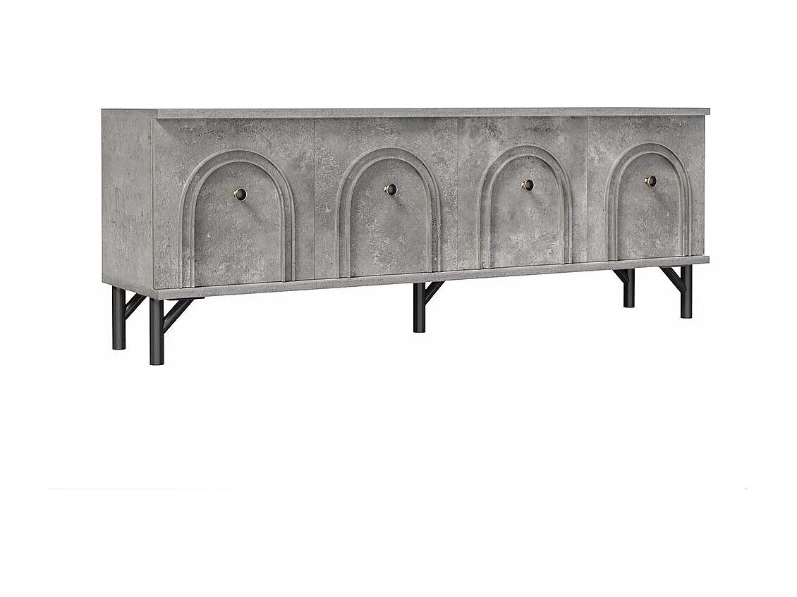 Meuble TV moderne 4 portes design élégant avec charnières à fermeture douce gris