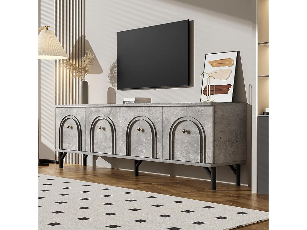 Moderne tv-meubel met 4 deuren elegant design met softclose-scharnieren grijs