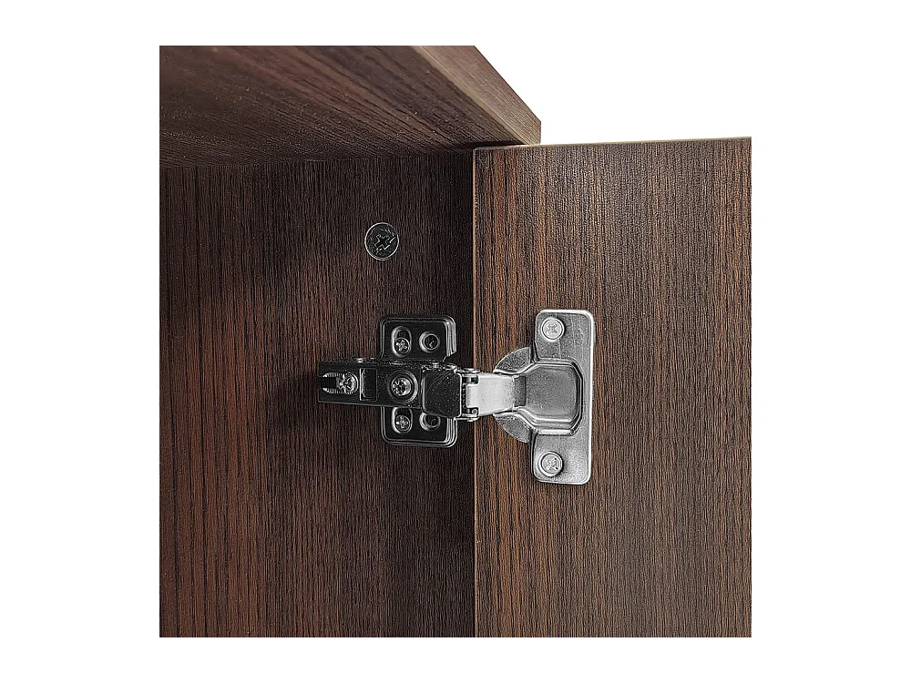 Meuble TV meuble bas avec texture sculptée avec bandeau lumineux LED et porte en verre trempé noir+naturel