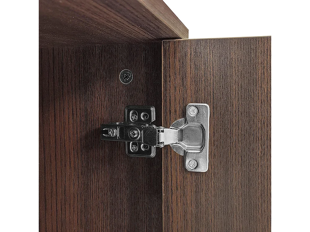 Meuble TV meuble bas avec texture sculptée avec bandeau lumineux LED et porte en verre trempé noir+naturel