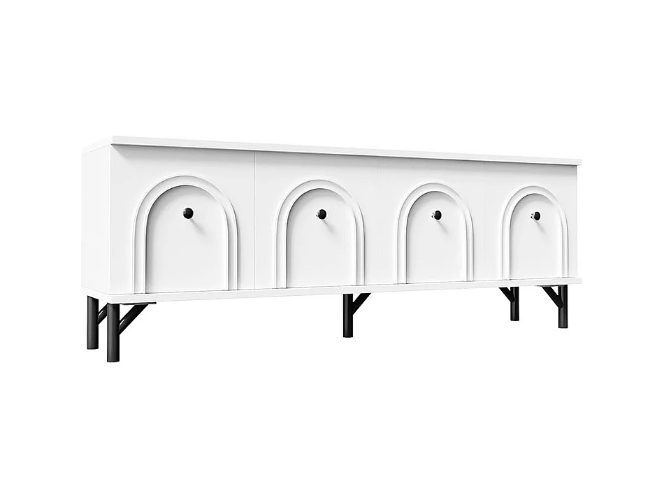 Meuble TV moderne 4 portes design élégant avec charnières à fermeture douce blanc