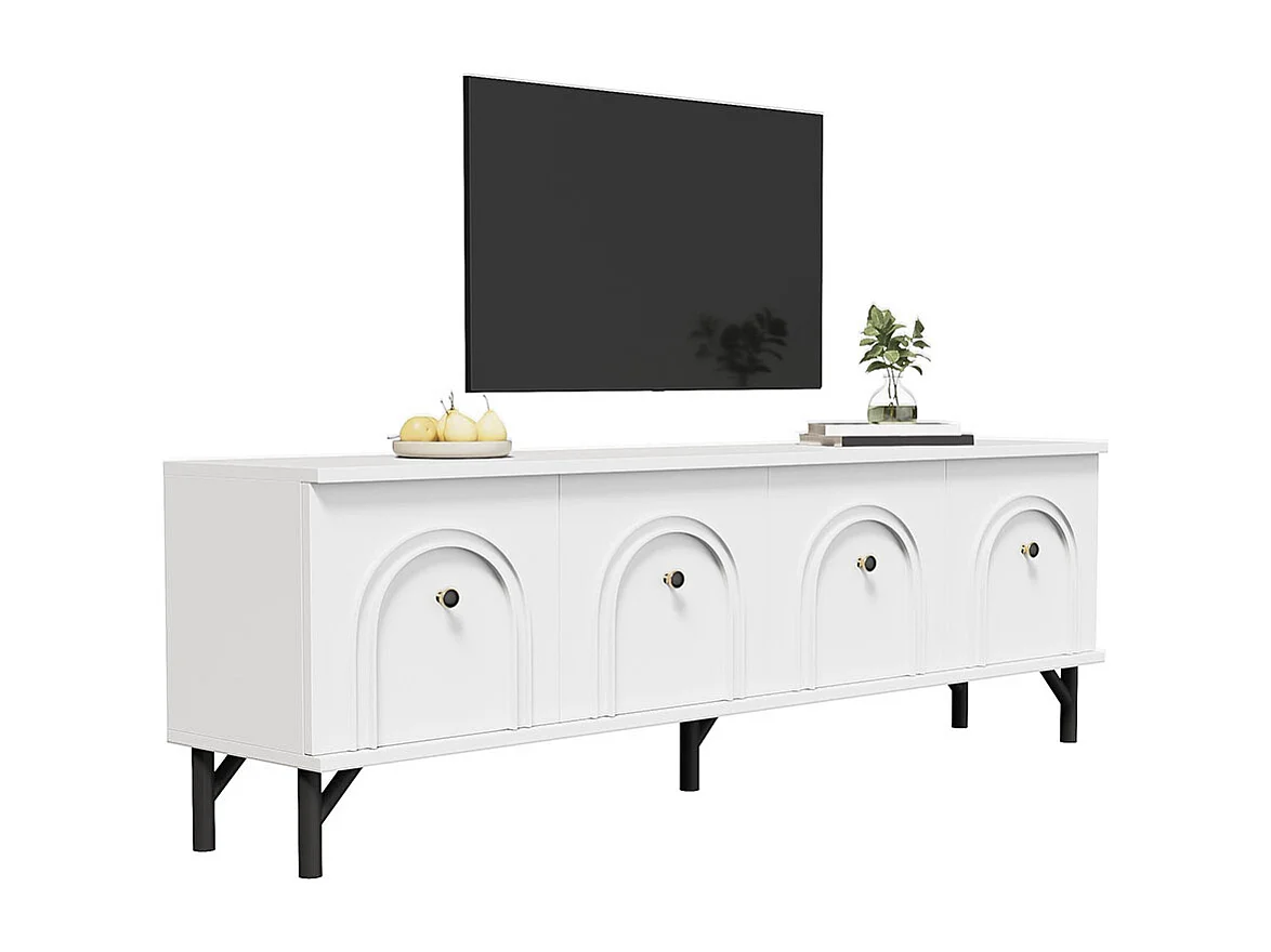 Moderne tv-meubel met 4 deuren elegant design met softclose-scharnieren wit