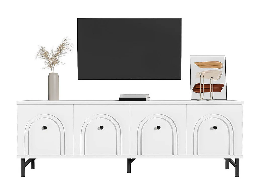 Moderne tv-meubel met 4 deuren elegant design met softclose-scharnieren wit